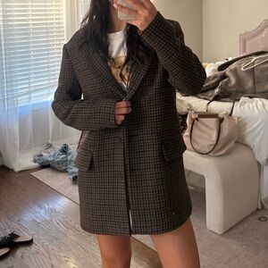 Zara Brown and black plaid blazer / coat / peacoat